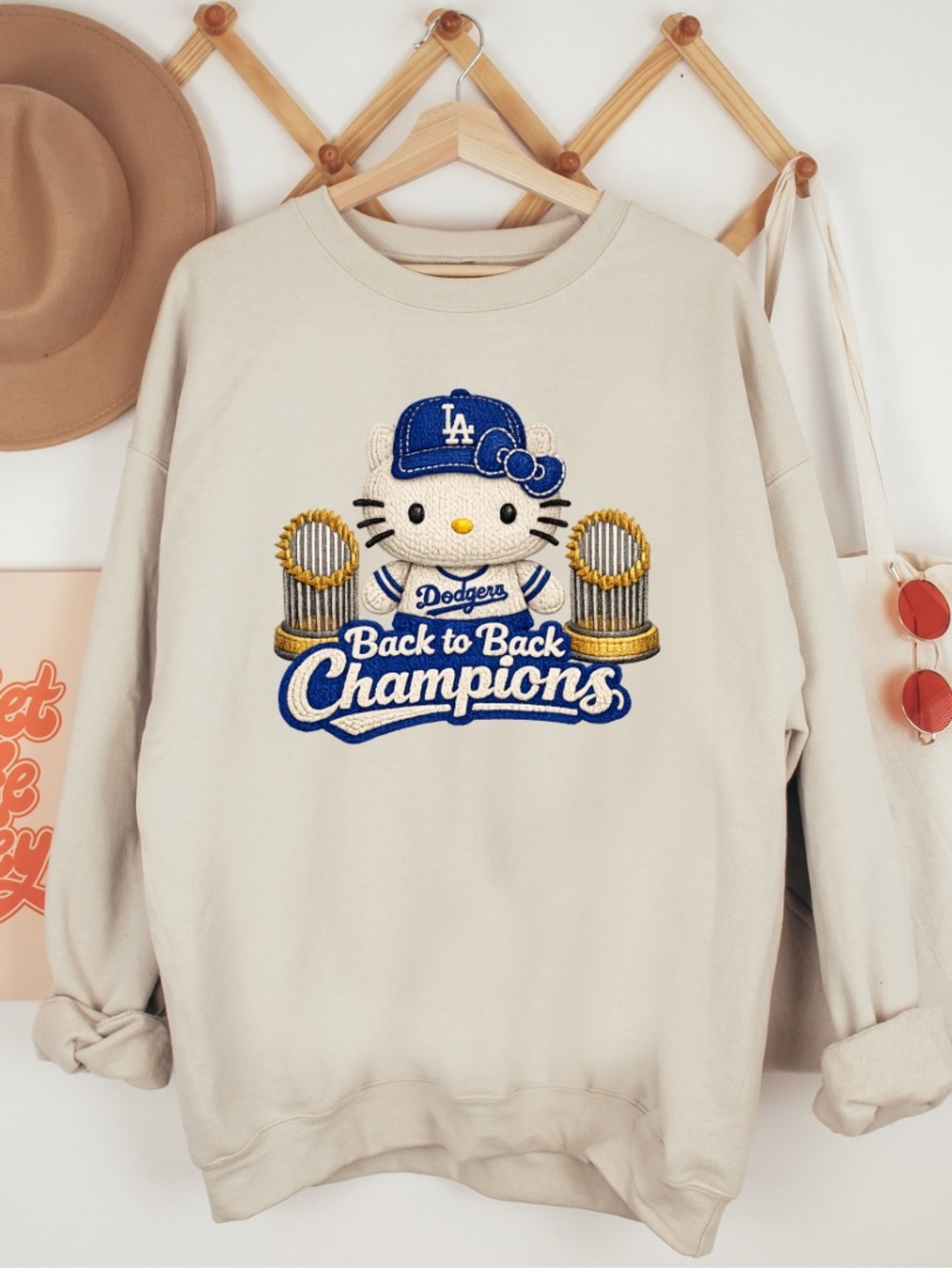 Hello Kitty Dodgers Faux Yarn Sweatshirt